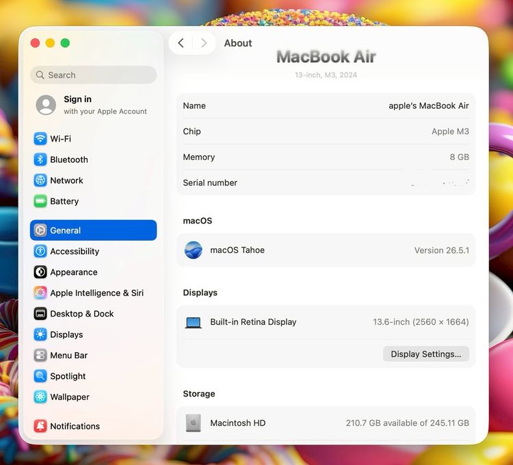 MacBook Air 13-inch M3 2024 Ram8GB SSD256GB Midnight apple care 5 October 2026 รูปที่ 13