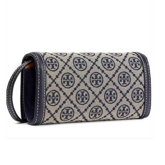 Tory Burch T Monogram Jacquard Wallet Crossbody สี Navy Blue รูปที่ 5