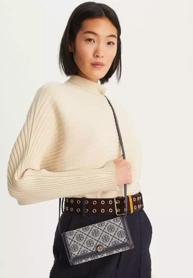 Tory Burch T Monogram Jacquard Wallet Crossbody สี Navy Blue รูปที่ 2