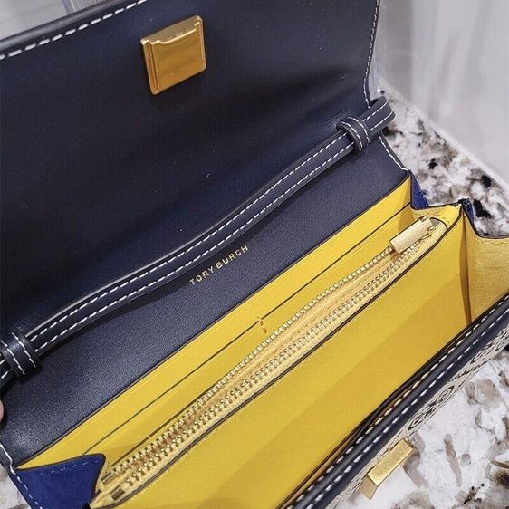 Tory Burch T Monogram Jacquard Wallet Crossbody สี Navy Blue รูปที่ 7