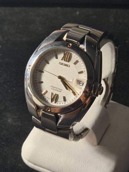 เงิน นาฬิกา Seiko Perpetual Calendar White Dial BoySize