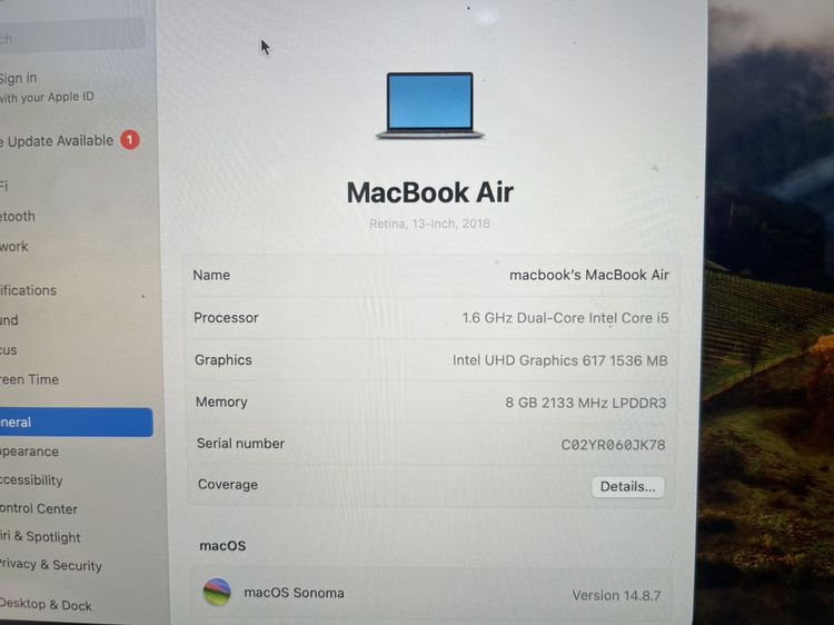 Macbook air 13 Inch 2018 สภาพสวย รอบชาร์จน้อย ใช้งานได้ดี ราคาถูกใจ รูปที่ 2