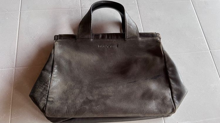 หญิง น้ำตาล หนังแท้ กระเป๋าถือหนังแกะ Emporio Armani แท้