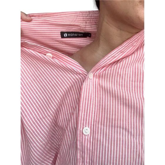 เสื้อลายทาง แดงขาว ใส่หลวมๆ ทรงโคร่ง  oversize รูปที่ 5