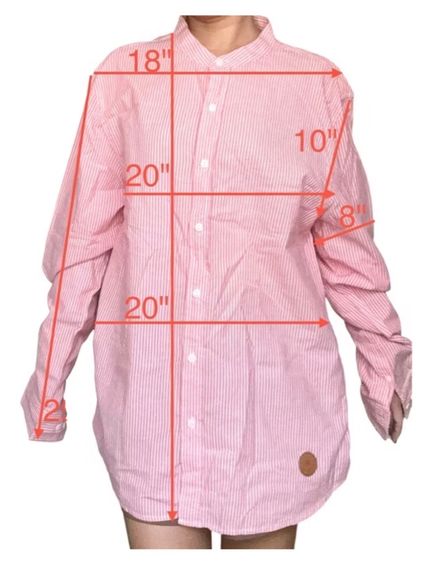 เสื้อลายทาง แดงขาว ใส่หลวมๆ ทรงโคร่ง  oversize รูปที่ 12
