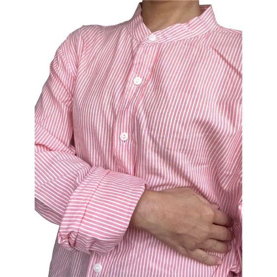 เสื้อลายทาง แดงขาว ใส่หลวมๆ ทรงโคร่ง  oversize รูปที่ 4