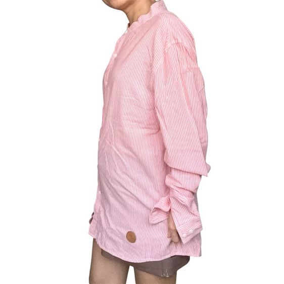 เสื้อลายทาง แดงขาว ใส่หลวมๆ ทรงโคร่ง  oversize รูปที่ 8