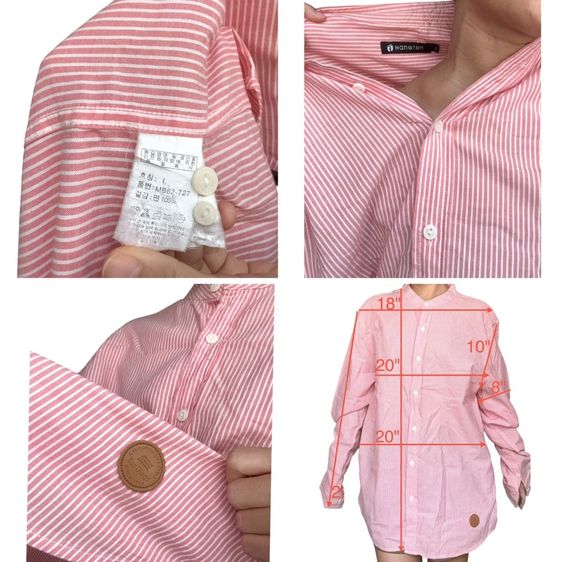 เสื้อลายทาง แดงขาว ใส่หลวมๆ ทรงโคร่ง  oversize รูปที่ 11