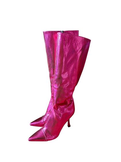 หนังสังเคราะห์ อื่นๆ UK 4.5 | EU 37 1/3 | US 6 รองเท้าบูทสีชมพูลายงู size 37