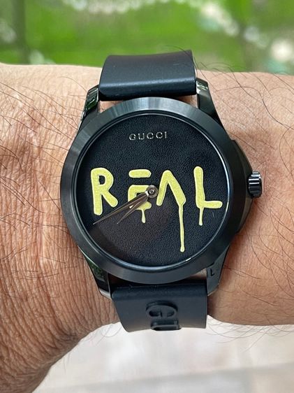 GUCCI  G Timeless Ghost Ya1264017 126.4 Quartz Black Dial Men'S  Ss Rubber Used รูปที่ 14