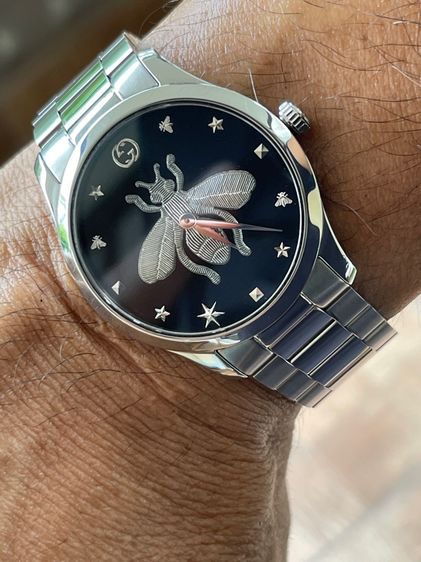 GUCCI G Timeless Bee 38MM Quartz SS Black Dial Men's Watch YA1264136 รูปที่ 16