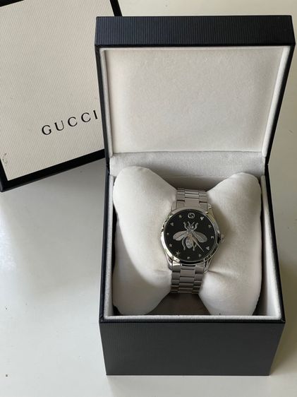 GUCCI G Timeless Bee 38MM Quartz SS Black Dial Men's Watch YA1264136 รูปที่ 3