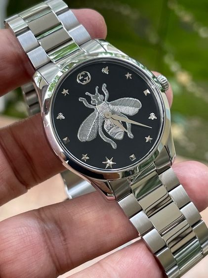 GUCCI G Timeless Bee 38MM Quartz SS Black Dial Men's Watch YA1264136 รูปที่ 8