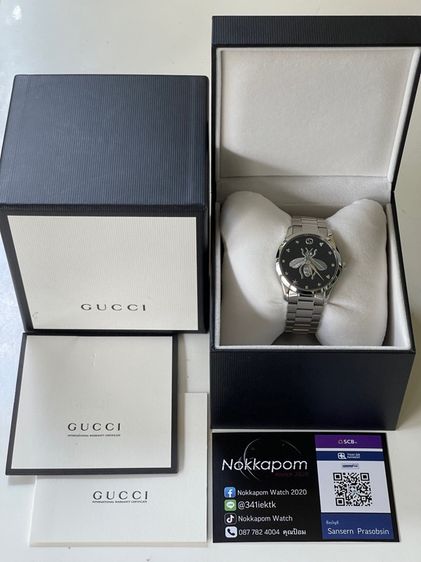 GUCCI G Timeless Bee 38MM Quartz SS Black Dial Men's Watch YA1264136 รูปที่ 2