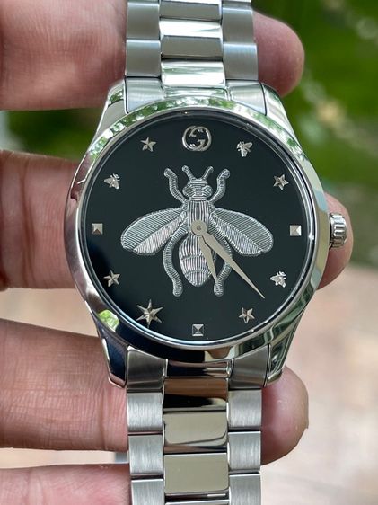 GUCCI G Timeless Bee 38MM Quartz SS Black Dial Men's Watch YA1264136 รูปที่ 7