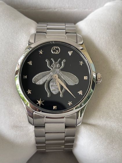 GUCCI G Timeless Bee 38MM Quartz SS Black Dial Men's Watch YA1264136 รูปที่ 4