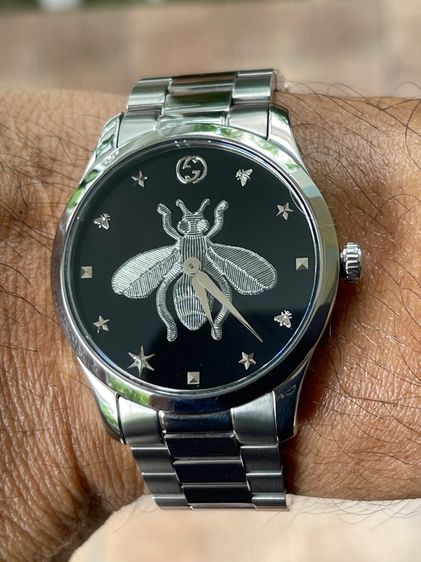 GUCCI G Timeless Bee 38MM Quartz SS Black Dial Men's Watch YA1264136 รูปที่ 12