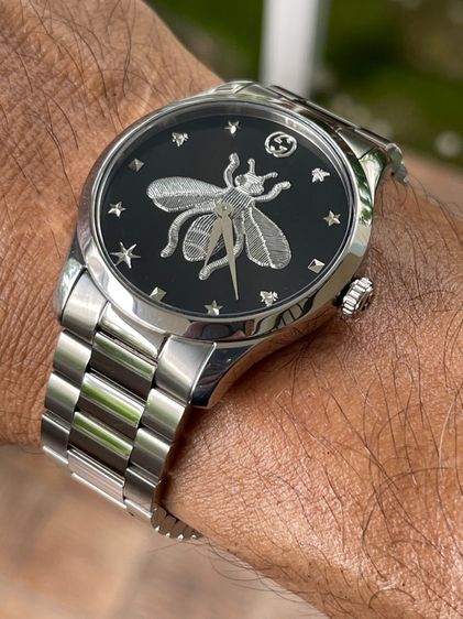 GUCCI G Timeless Bee 38MM Quartz SS Black Dial Men's Watch YA1264136 รูปที่ 13
