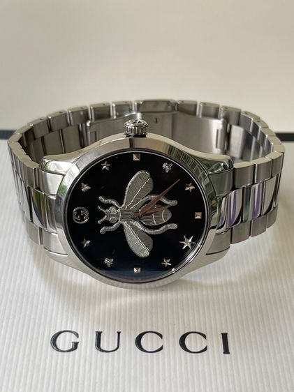 GUCCI G Timeless Bee 38MM Quartz SS Black Dial Men's Watch YA1264136 รูปที่ 5