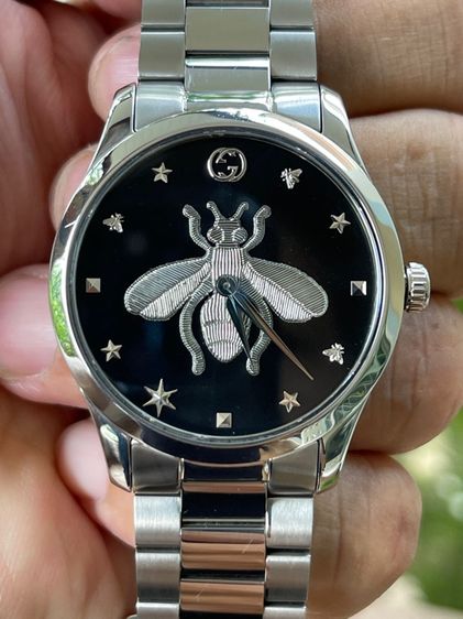 GUCCI G Timeless Bee 38MM Quartz SS Black Dial Men's Watch YA1264136 รูปที่ 10