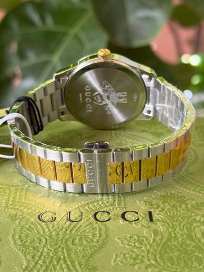 GUCCI G Timeless 38 mm Gold Cat Dial 2K Swiss Quartz Steel Men’s Watch YA1264074 รูปที่ 6