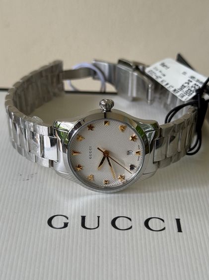 GUCCI G Timeless 27 mm Bee Silver Gold Dial Ladies YA126572A รูปที่ 12