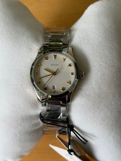 GUCCI G Timeless 27 mm Bee Silver Gold Dial Ladies YA126572A รูปที่ 11
