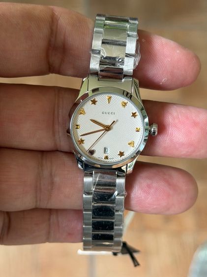 GUCCI G Timeless 27 mm Bee Silver Gold Dial Ladies YA126572A รูปที่ 5