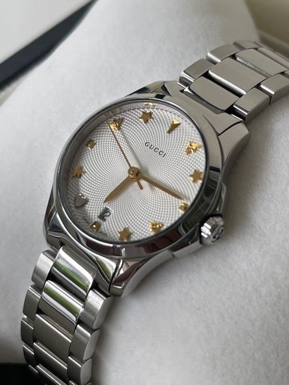 GUCCI G Timeless 27 mm Bee Silver Gold Dial Ladies YA126572A รูปที่ 2
