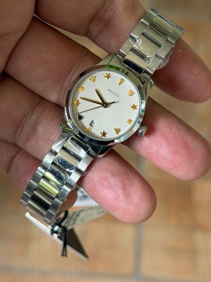 GUCCI G Timeless 27 mm Bee Silver Gold Dial Ladies YA126572A รูปที่ 13