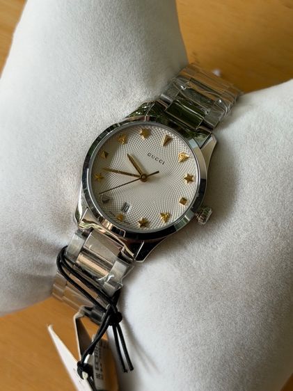 GUCCI G Timeless 27 mm Bee Silver Gold Dial Ladies YA126572A รูปที่ 10