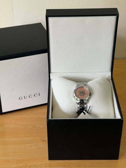 GUCCI G Timeless Silver Cat Mother Pearl Diamond 27 mm Lady Watch YA1265025 รูปที่ 3