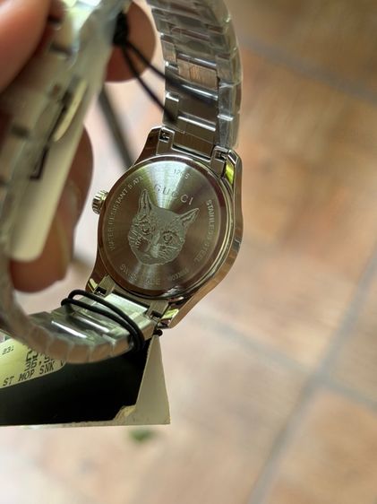 GUCCI G Timeless Silver Cat Mother Pearl Diamond 27 mm Lady Watch YA1265025 รูปที่ 13