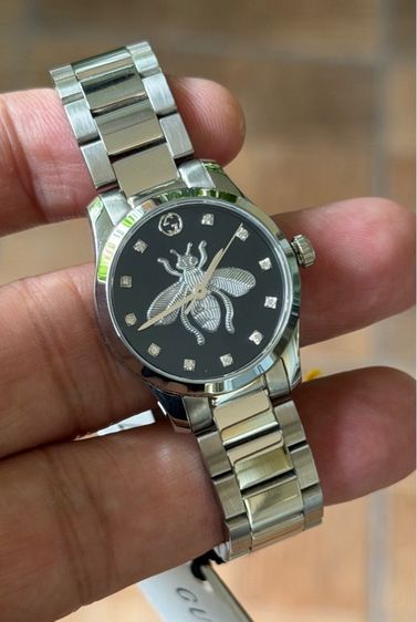 GUCCI G Timeless 27 mm Bee Silver Black Dial Ladies YA1265024 รูปที่ 13