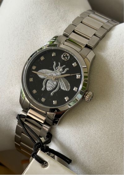 GUCCI G Timeless 27 mm Bee Silver Black Dial Ladies YA1265024 รูปที่ 5