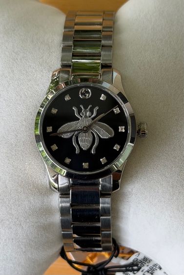 GUCCI G Timeless 27 mm Bee Silver Black Dial Ladies YA1265024 รูปที่ 7