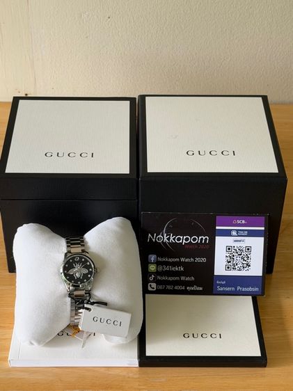 GUCCI G Timeless 27 mm Bee Silver Black Dial Ladies YA1265024 รูปที่ 2