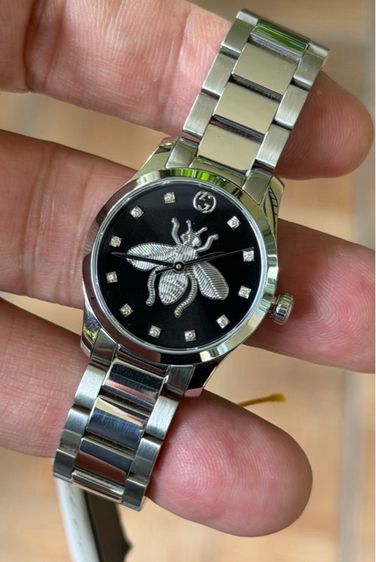 GUCCI G Timeless 27 mm Bee Silver Black Dial Ladies YA1265024 รูปที่ 12