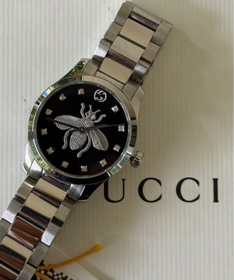 GUCCI G Timeless 27 mm Bee Silver Black Dial Ladies YA1265024 รูปที่ 10
