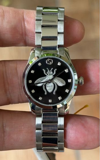 GUCCI G Timeless 27 mm Bee Silver Black Dial Ladies YA1265024 รูปที่ 11