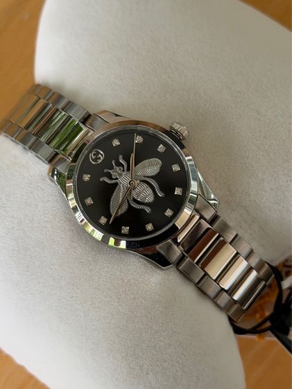 GUCCI G Timeless 27 mm Bee Silver Black Dial Ladies YA1265024 รูปที่ 17