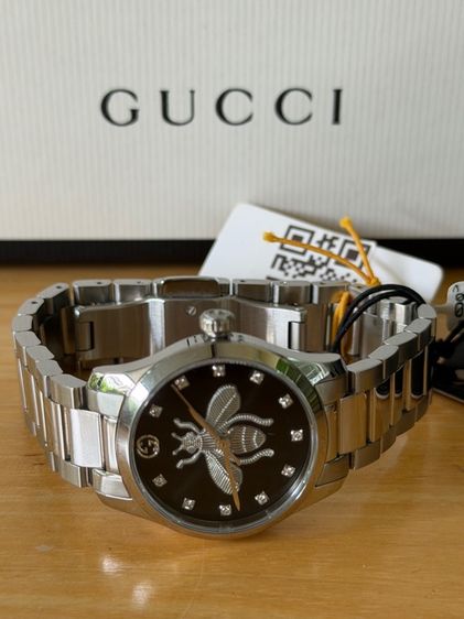 GUCCI G Timeless 27 mm Bee Silver Black Dial Ladies YA1265024 รูปที่ 9