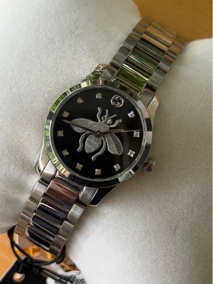 GUCCI G Timeless 27 mm Bee Silver Black Dial Ladies YA1265024 รูปที่ 8