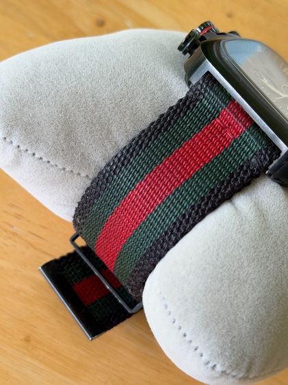 GUCCI Coupe 44 MM Chronograph Square Striped Nylon Strap Black Green Red YA131202 รูปที่ 6