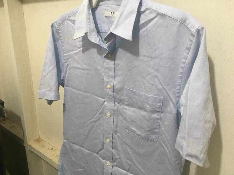 เสื้อเชิ้ต แบรนด์ UNIQLO สีฟ้าอ่อน รูปที่ 5