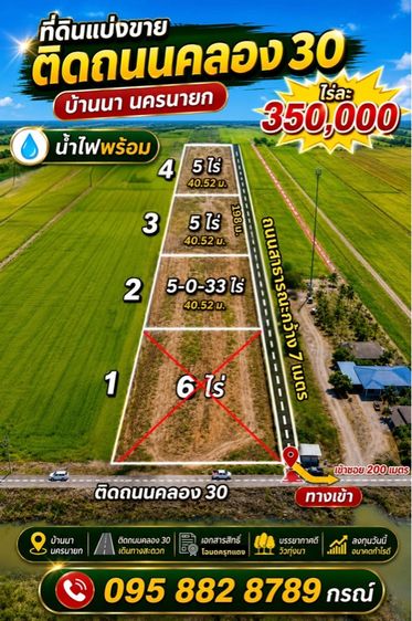 🔥ที่ดินบ้านสวนขายถูก บ้านนา นครนายก