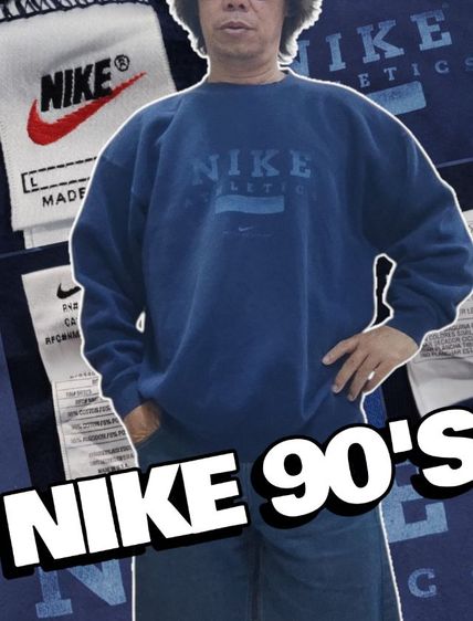 ฟ้า L แขนยาว เสื้อทีเชิ้ต ไนกี้✔️90's วินเทจคลาสสิค