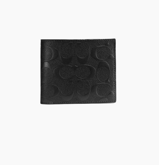 ชาย ดำ หนังแท้ Coach 3 IN 1 Wallet Signature Leather Black
