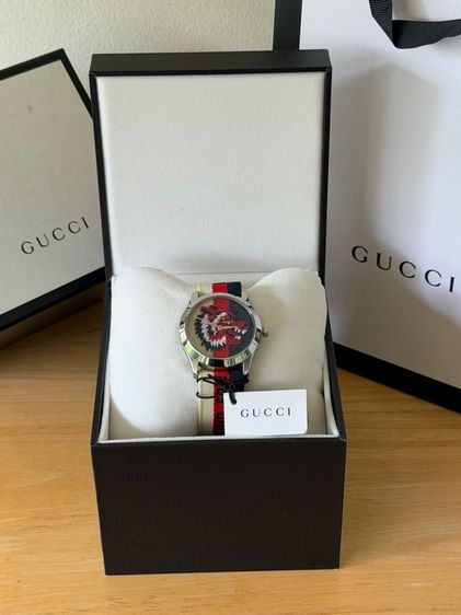 GUCCI G Timeless 38 mm Wolf Motif Multicolour Nylon Strap Watches YA1264059 Swiss Quartz Men Watch  รูปที่ 3
