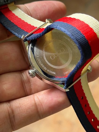 GUCCI G Timeless 38 mm Wolf Motif Multicolour Nylon Strap Watches YA1264059 Swiss Quartz Men Watch  รูปที่ 12